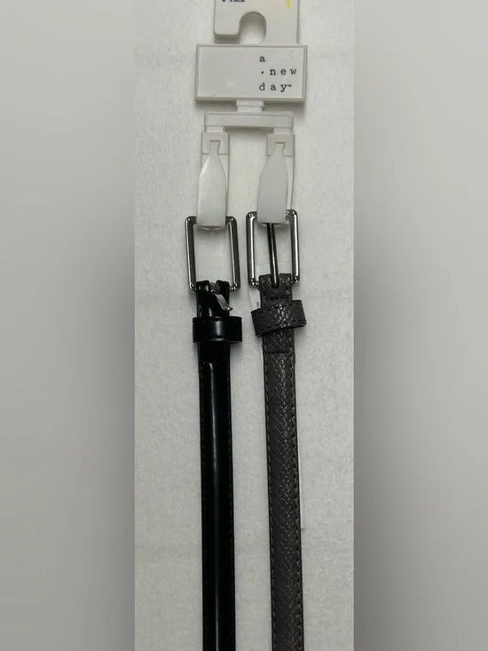 a new day Black and Gray Women's Small Skinny Belt Duo