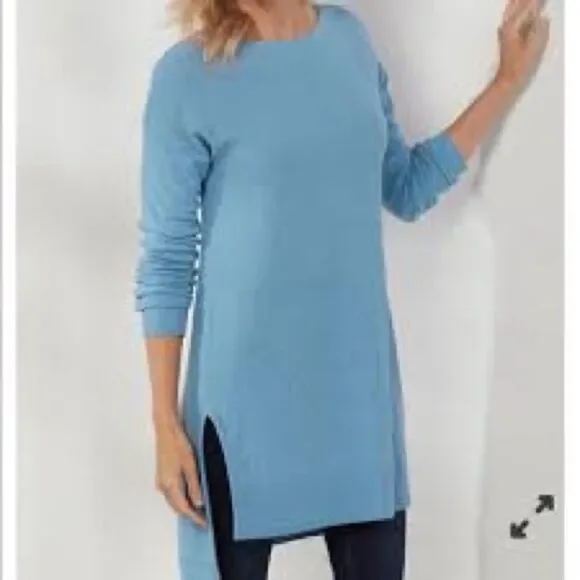 ✨Soft Surroundings Light Blue Metro High Low Tunic Sweater