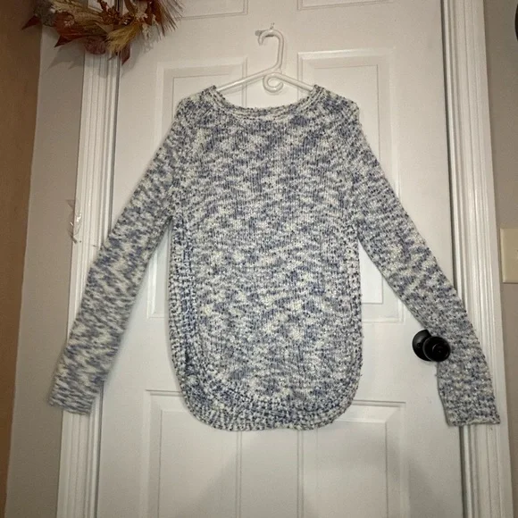 Elegant Blue and White Knit Sweater