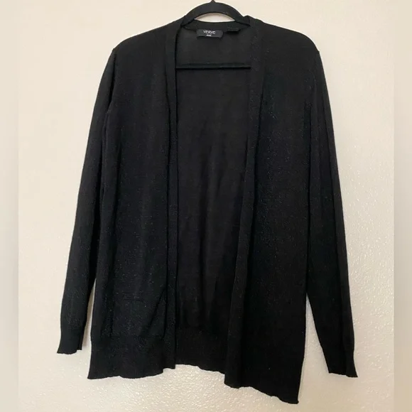 Verve Ami  Black Metallic Open Front Cardigan Size M