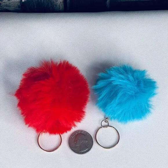 Red & Turquoise Pom Keychains, Small