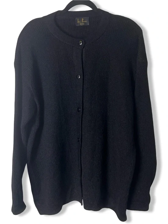 Leo Peressi Women’s Vintage Black Alpaca Cardigan Oversized Shoulder Pads
