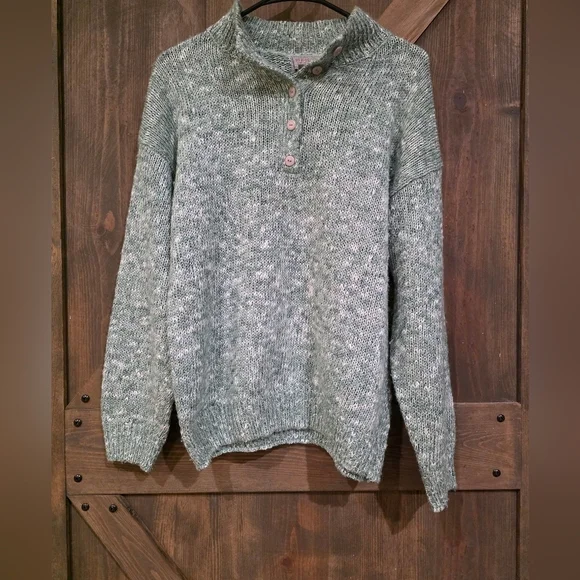SPICE IT UP Y2k Teal Button Collar Sweater Size Medium
