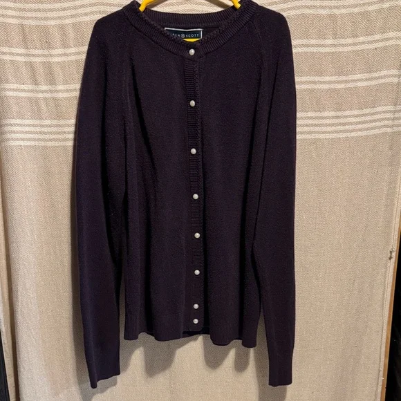 Karen Scott Deep Purple Button-Up Cardigan