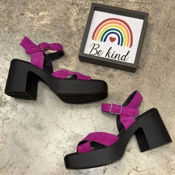 * Nordstrom Magenta and Black Platform Sandals