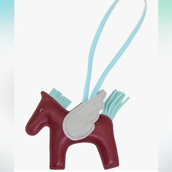 Burgundy and blue Pegasus pony horse bag charm designer luxury look for purse