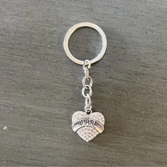 Nurse RN Silver Heart Banner Clear Crystal Rhinestone Medical 3