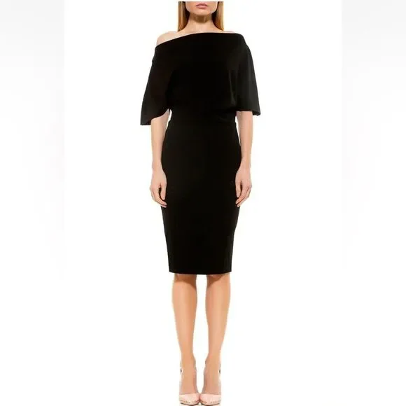 NEW Alexia Admor  Olivia Draped One-Shoulder Dress Size XS Black