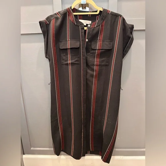 LOFT Navy Blue Dress with Red and White Stripes