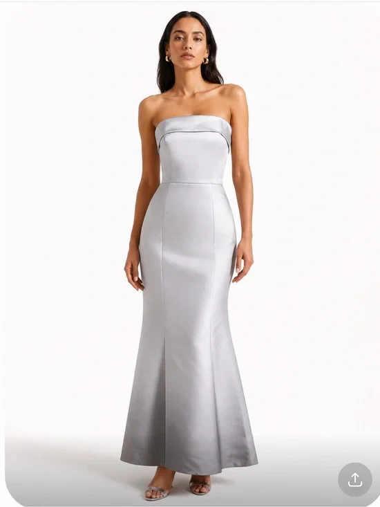 AMSALE Strapless Gray Wedding Bridesmaid Mermaid Gown Size 6