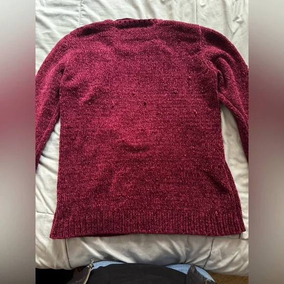 Karen Scott burgundy cable knit sweater