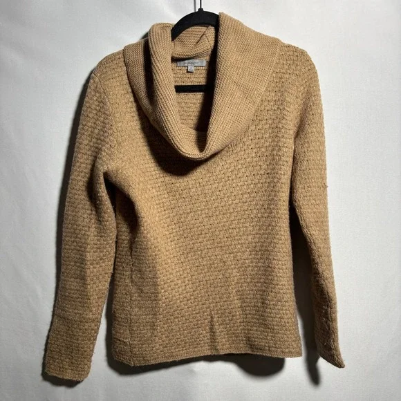 Classiques Entier M Tan Cowl Neck Textured Knit‎ Wool Alpaca Blend Sweater