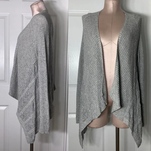 Moth by Anthropologie Gray Waterfall Knot Sweater