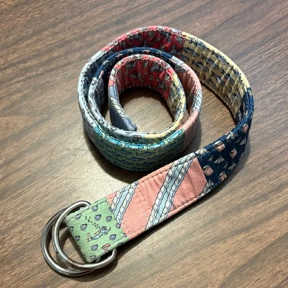LAST CHANCE Vineyard Vines Patchwork Belt Small Canvas Pink Blue Nautical Whale