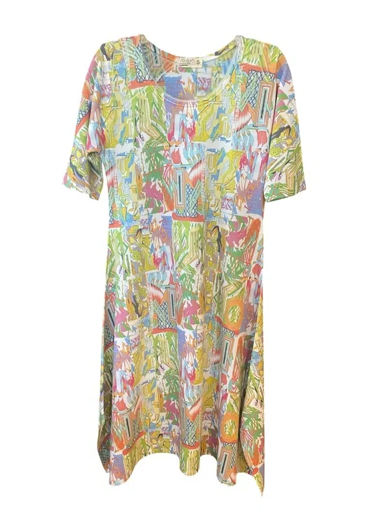 Atelier5 by Gozde Yilmaz Sz S Colorful Pastel Swing Flare Luxury Midi Dress