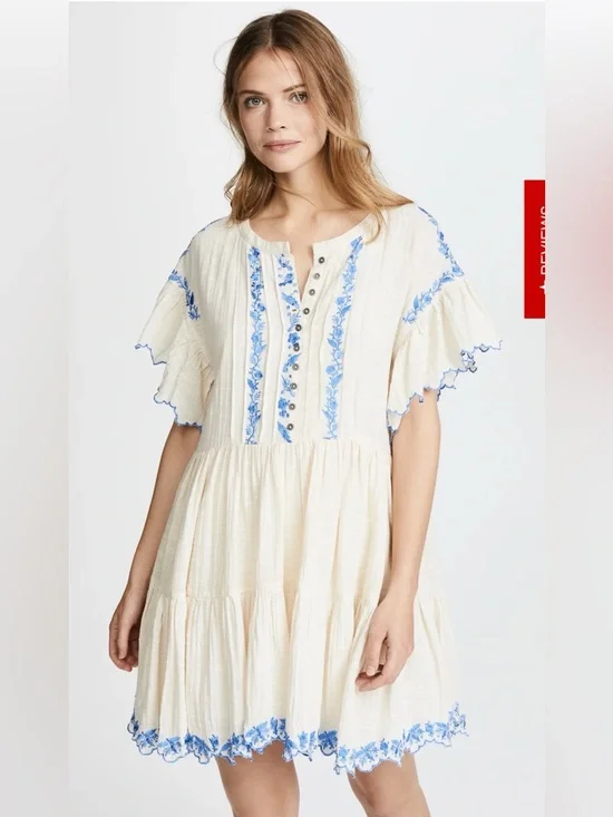 Free People women’s Santiago Embroidered mini endless summer Dress size small