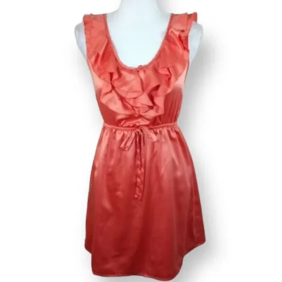 FOREVER 21 SATIN PEACH/ORANGE DRESS SZ.S EUC
