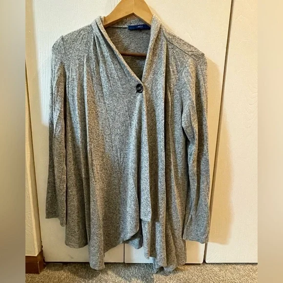 Apt. 9 Gray Asymmetrical Cascading Cardigan Sweater