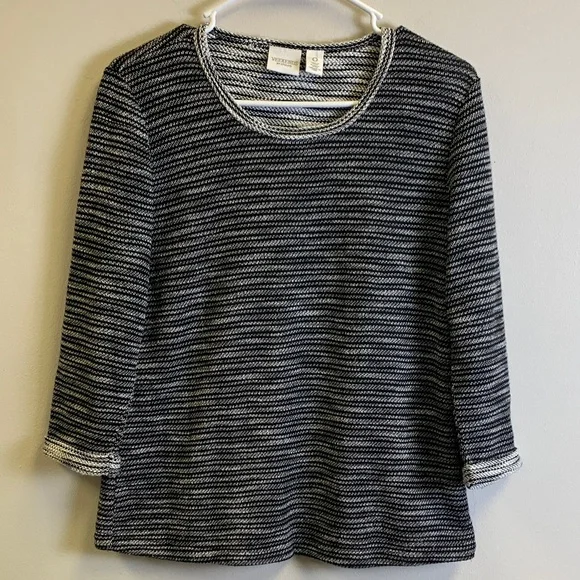 Chico's Black and White Striped Sweater