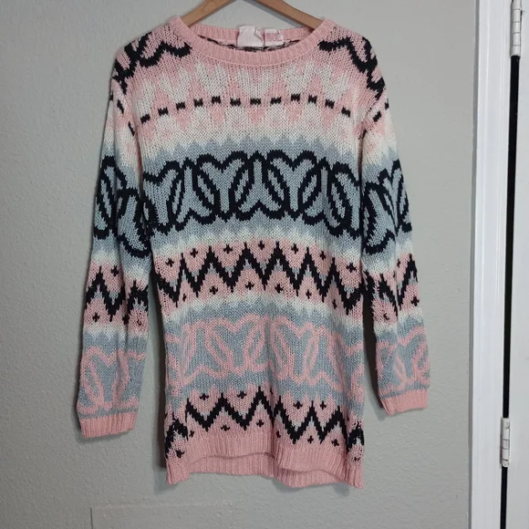 Vintage 90s Eber Internacional Heart Print Sweater Coquette Valentine's Day