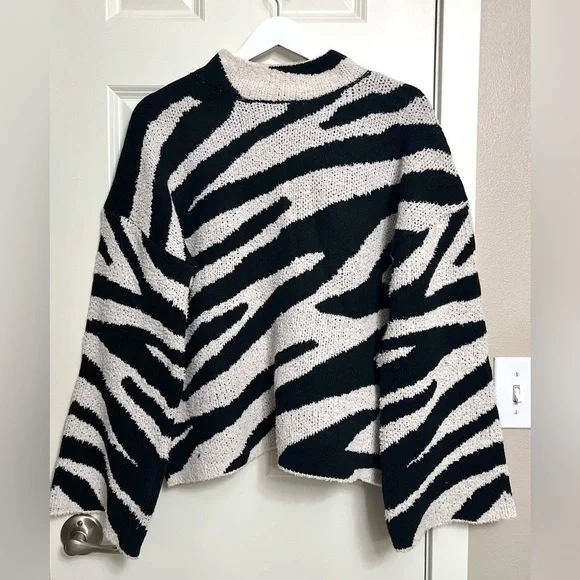 Pink Lily Zebra Knit Sweater