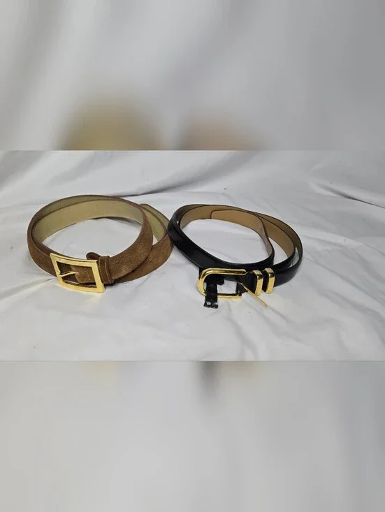 NWT Lane Bryant Accent *BUNDLE* 1 Black & 1 Brown Genuine Leather Belts 26/28