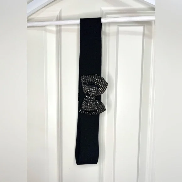 Express Black Rhinestone Bow Belt