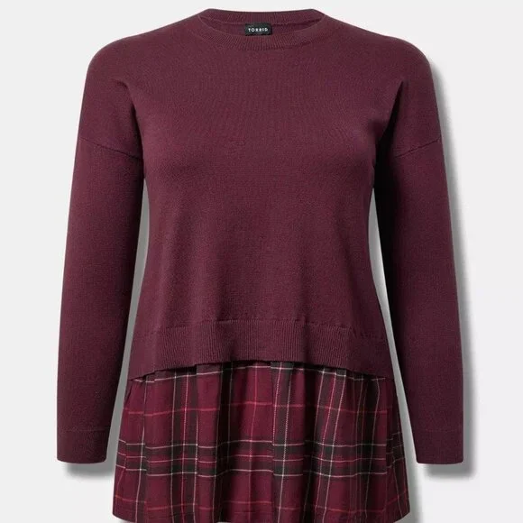 Torrid Soft Cotton Long Sleeve Cropped 2fer Sweater