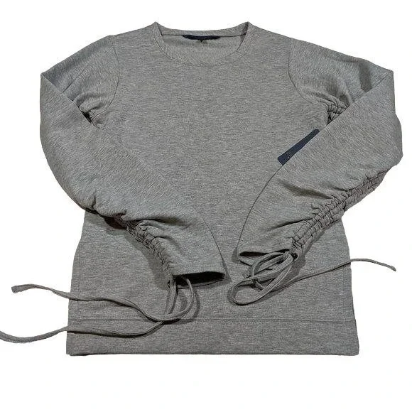 Rachel Roy Fleece Sweatshirt‎ Women's Size Small Ruched Drawstring Sleeve Casual