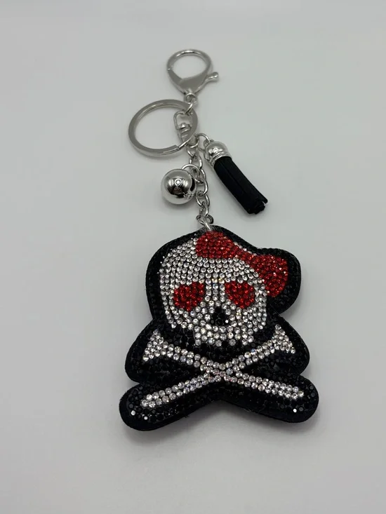 Crystal Skull & Crossbones Keychain Charm