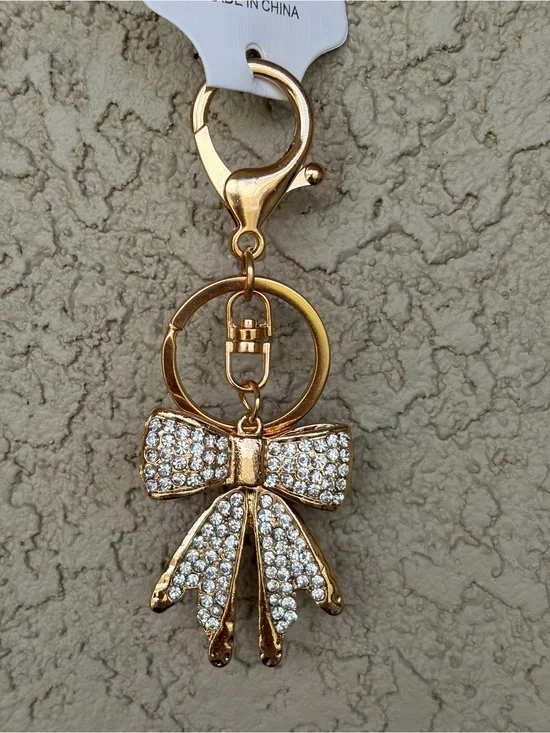 Sparkling Gold Bow Crystal Keychain/Bag Charm