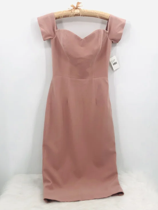 Dress the Population Off-Shoulder Midi Dress In Blush, Sz XS