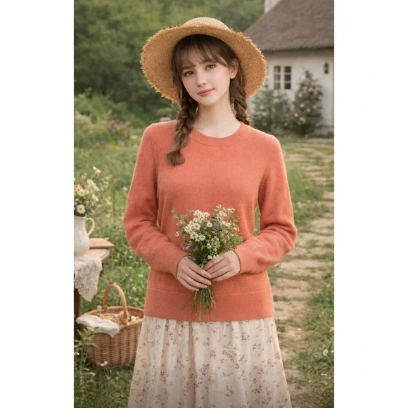 NAADAM‎ Cashmere Crewneck Pullover Sweater Knitwear Terracotta Pink Medium