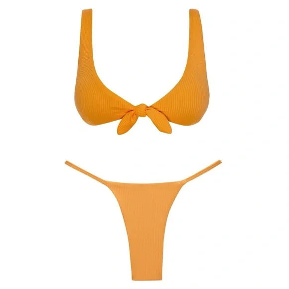 MONDAY SWIMWEAR Portugal Top + Barbados Bottom in Tangerine Rib