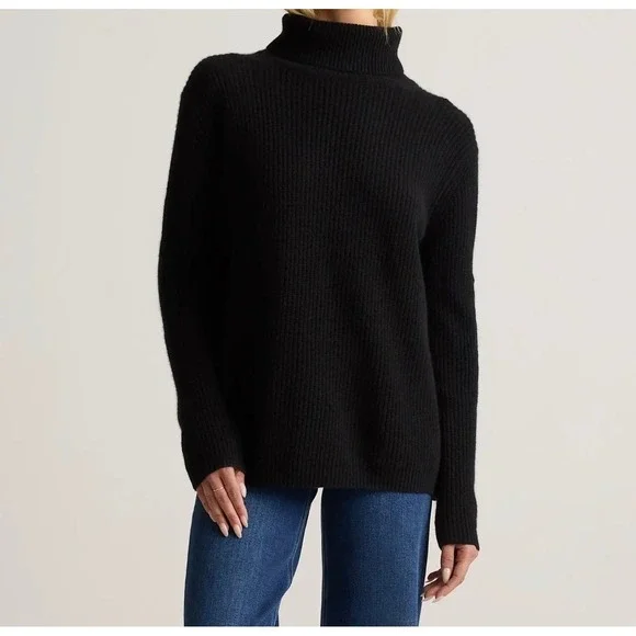 Quince 100% Mongolian Cashmere Ribbed Turtleneck Sweater Womens