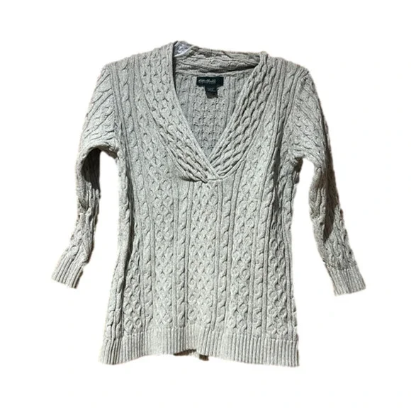 Eddie Bauer Women's Tan V-Neck Sweater M