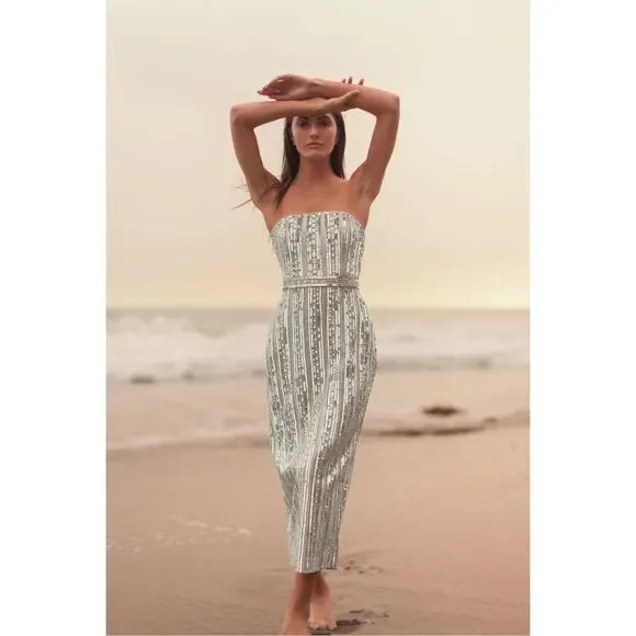 NWT MAC DUGGAL Embellished Strapless Column Dress Size US 10 $798