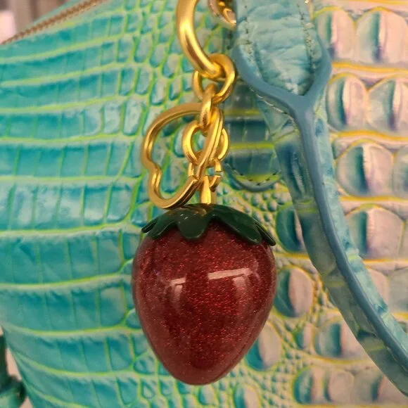 Red Strawberry Purse Charm and Key Ring