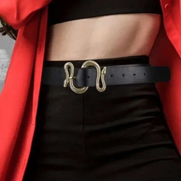 Textured Animal Vegan Leather Snake Belt