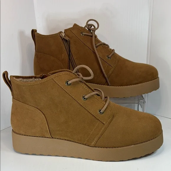 Brown Suede Ankle Boots POP size 11‎ chukka boots faux fur lined. 13