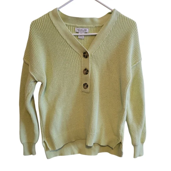 Rachel Zoe 3-Button Pullover V-Neck Sweater Small