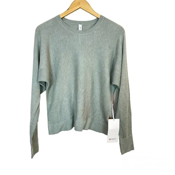 Lululemon Cashlu Knit Pullover Sweater Cashmere Fern Green Women’s Sz 8‎ NEW