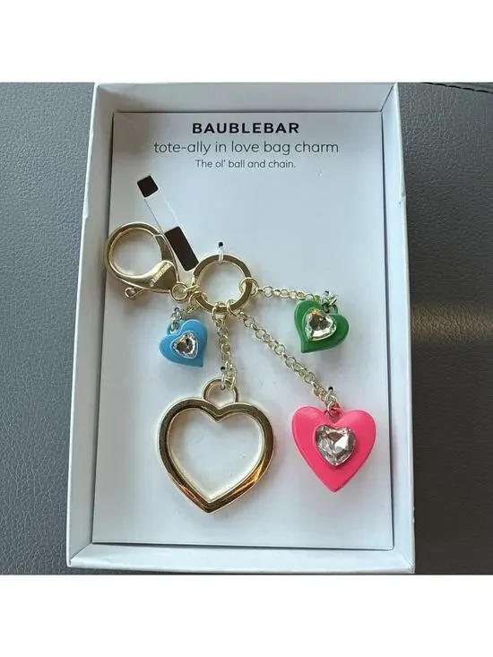 BaubleBar Tote Ally In Love Bag Charm Rhinestone Hearts The Ol’ Ball And Chain