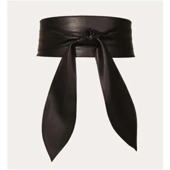 Black Vegan Leather Wrap Belt