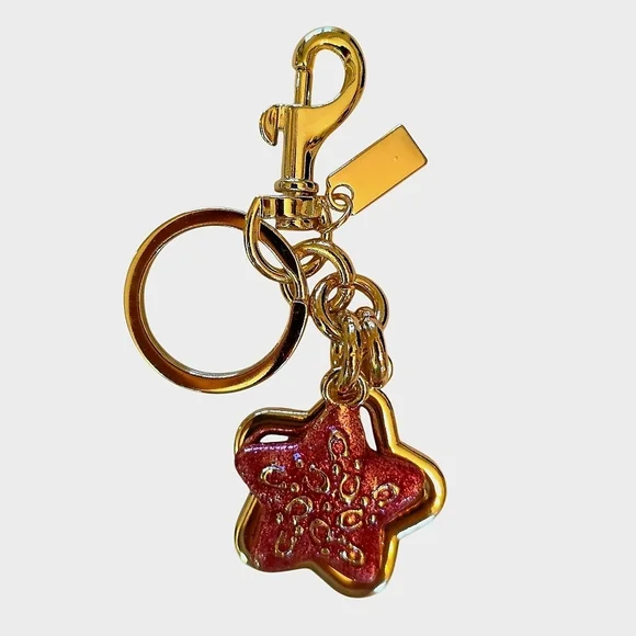 Gold and Red Double Star C Purse Charm & Keyholder