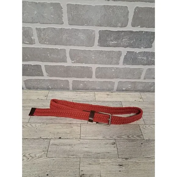Vintage Y2K Braided Genuine‎ Leather Orange Womens Belt Size 10-12