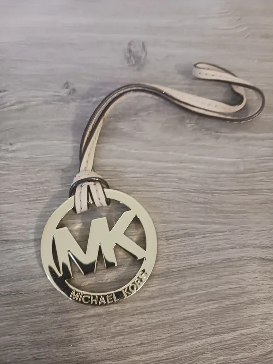 Michael Kors Gold MK Logo Charm with Blush Strap