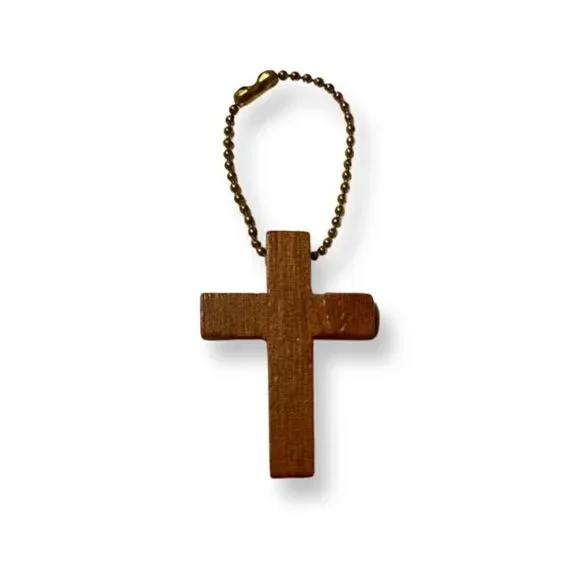 Wooden Cross Keychain