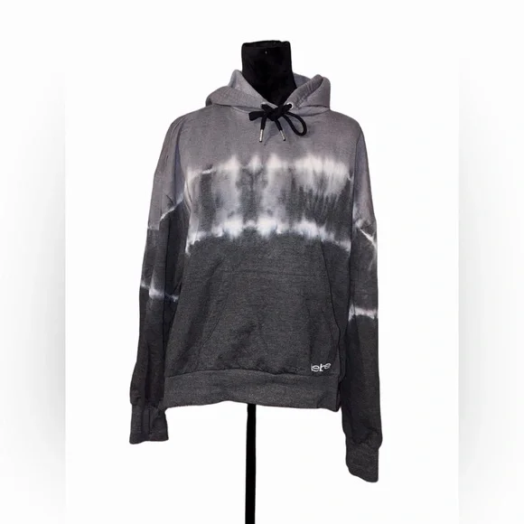 Bebe Sport Black White Tie Dye Hoodie Thumb Holes 2X & 3X