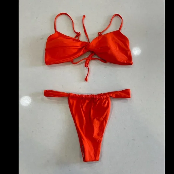 L*Space Red Twist Front Bikini Set Ringo Top Gina Bottom | NWT L & M